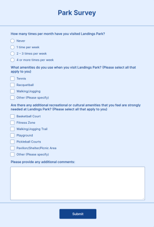 Park Survey Form Template