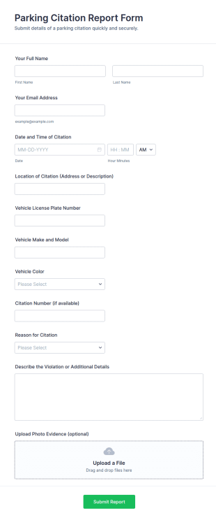 Parking Citation Report Form Template