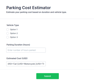 Parking Cost Estimator Form Template