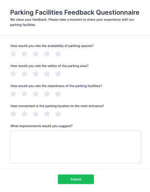 Parking Facilities Feedback Questionnaire Form Template