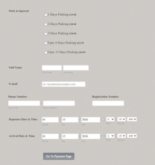 Airport Parking Registration Form Template