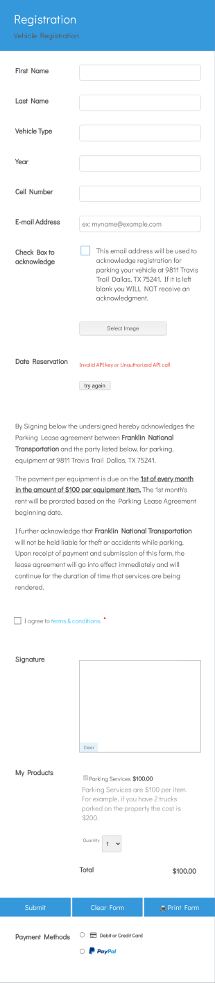 Parking Lease Agreement Form Template