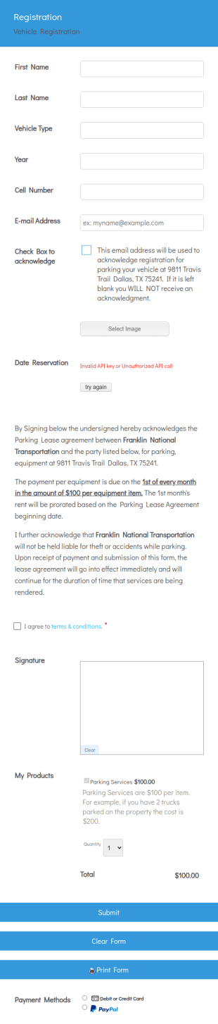 Parking Lease Agreement Form Template