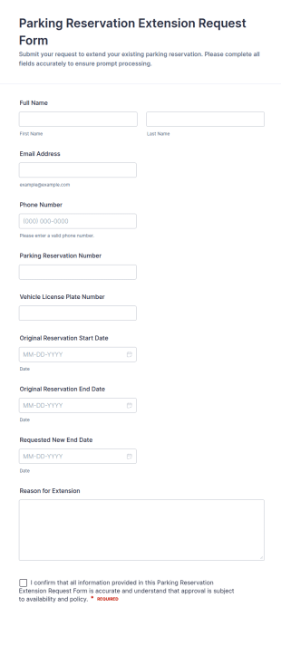 Parking Reservation Extension Request Form Template