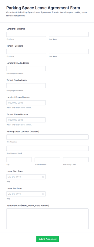 Parking Space Lease Agreement Form Template