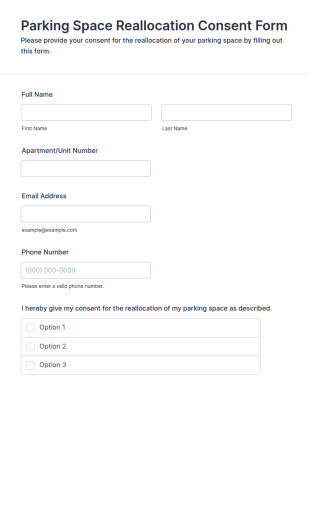 Parking Space Reallocation Consent Form Template