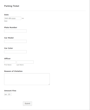 Parking Ticket Form Template