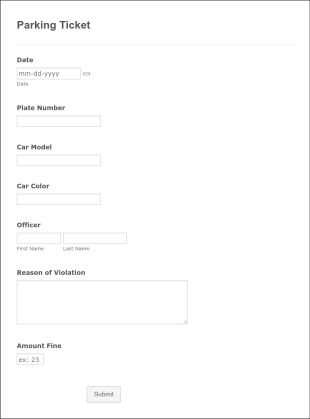 Parking Ticket Form Template