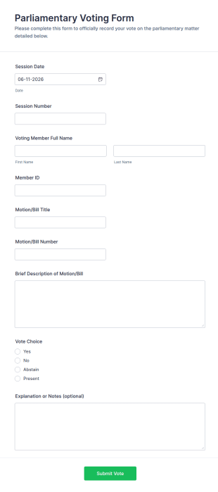 Parliamentary Voting Form Template