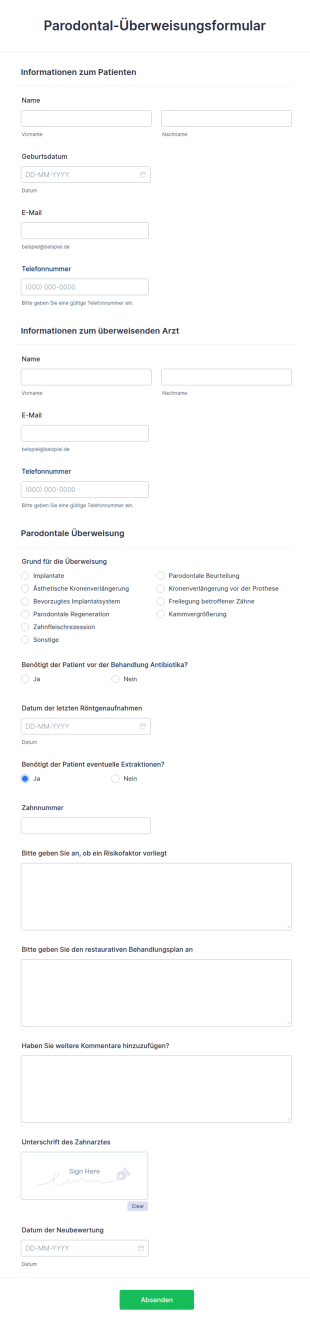Parodontal Überweisungsformular