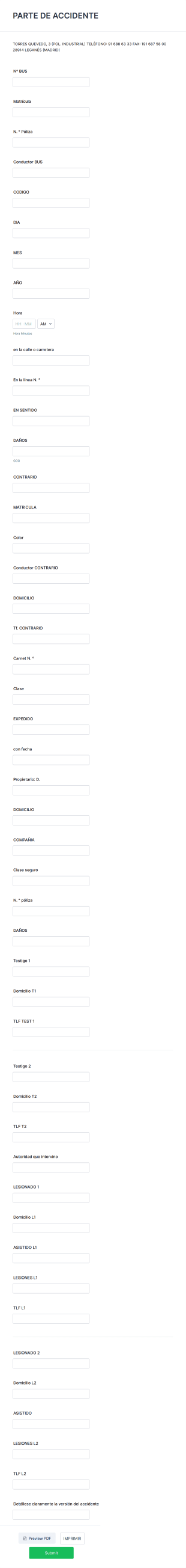 Parte De Accidente Form Template