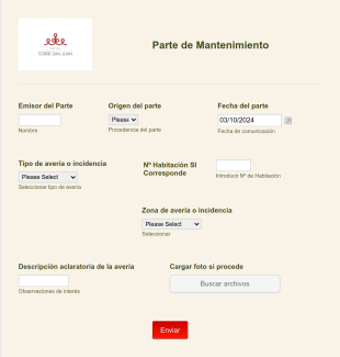 Parte De Mantenimiento Form Template