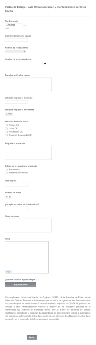 Partes De Trabajo Jardines