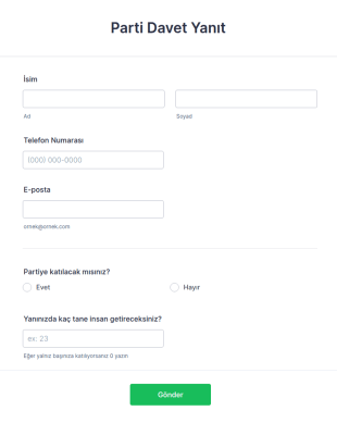 Parti Davet Yanıt Form Şablonu