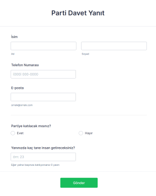 Parti Davet Yanıt Form Şablonu