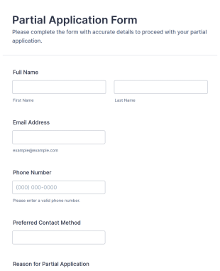 Partial Application Form Template
