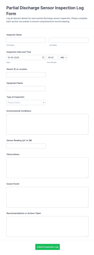 Partial Discharge Sensor Inspection Log Form Template