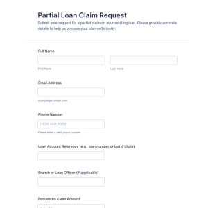 Partial Loan Claim Request Form Template