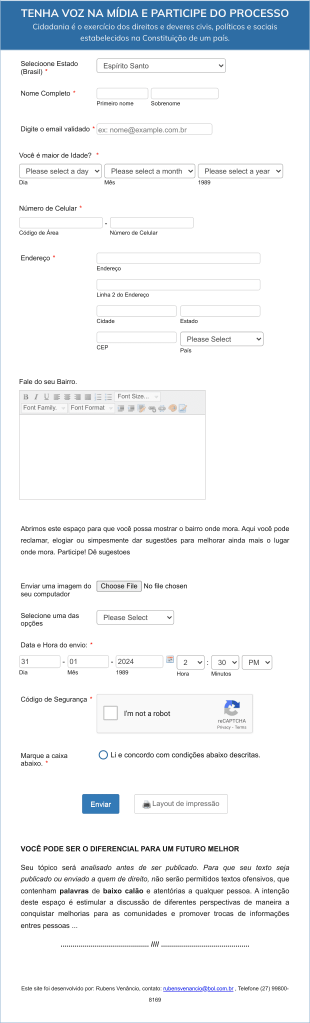 Participação Mídia Form Template