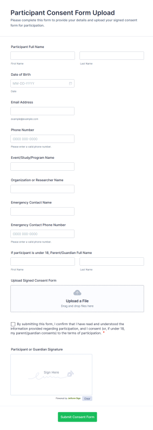 Participant Consent Form Upload