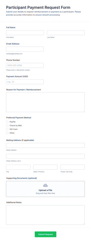Participant Payment Request Form Template