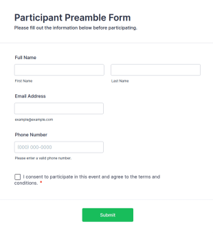 Participant Preamble Form Template