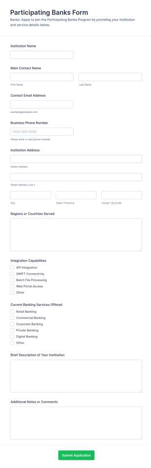 Participating Banks Form Template