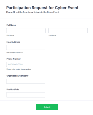 Participation Request For Cyber Event Form Template