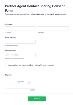 Partner Agent Contact Sharing Consent Form Template