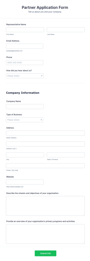 Partner Application Form Template