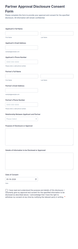 Partner Approval Disclosure Consent Form Template