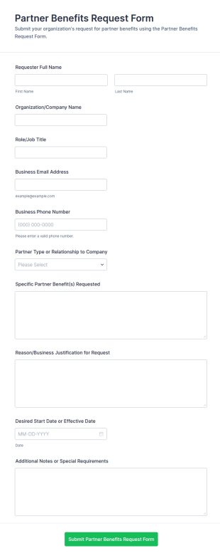 Partner Benefits Request Form Template