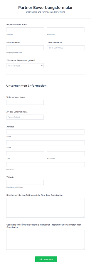 Partner Bewerbungsformular Form Template