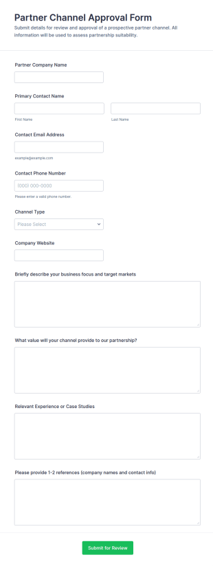 Partner Channel Approval Form Template