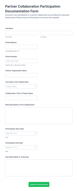 Partner Collaboration Participation Documentation Form Template