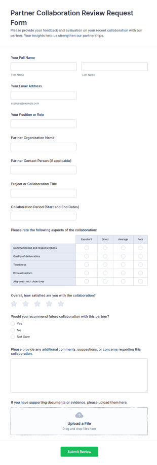 Partner Collaboration Review Request Form Template
