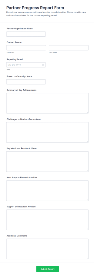 Partner Progress Report Form Template