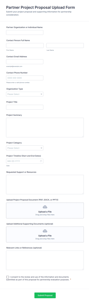 Partner Project Proposal Upload Form Form Template