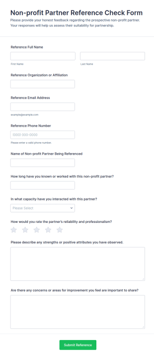 Partner Reference Check Form Template