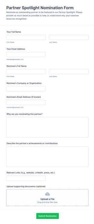 Partner Spotlight Nomination Form Template