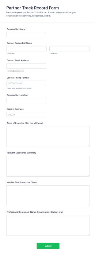 Partner Track Record Form Template