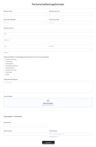 Partnerschaftantragsformular Form Template
