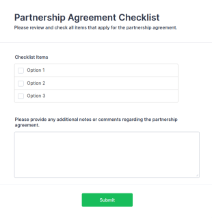 Partnership Agreement Checklist Form Template