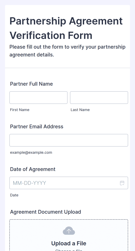 Partnership Agreement Verification Form