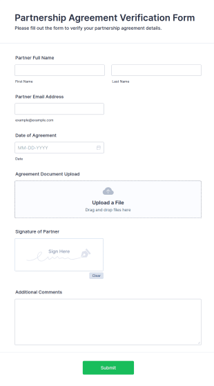 Partnership Agreement Verification Form Template