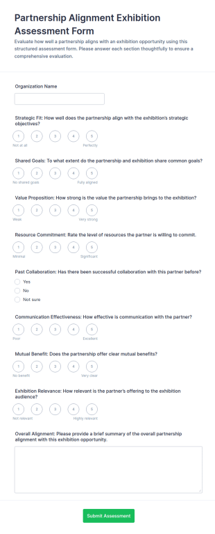 Partnership Alignment Exhibition Assessment Form Template