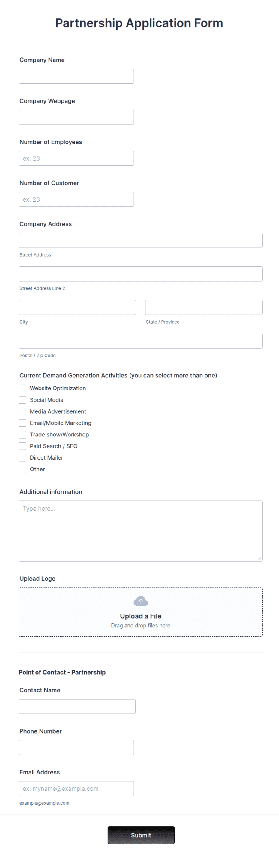 Partner Notification Form Pdf Partnership Application Form Template | Jotform