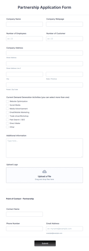 Partnership Application Form Template