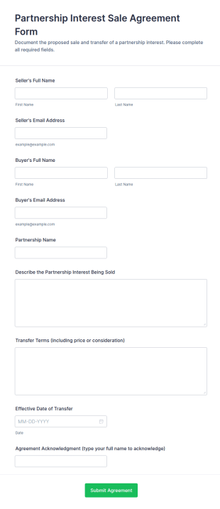 Partnership Interest Sale Agreement Form Template