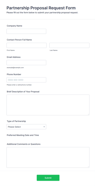 Partnership Proposal Request Form Template